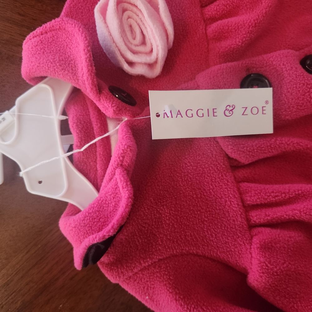 Girls Pink Peacoat and Black Pants Outfit - Picture 2 of 4